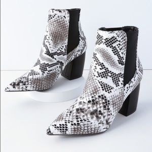 Lulus CECY SNAKE POINTED TOE ANKLE BOOTIES